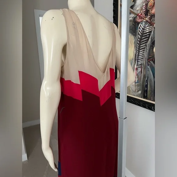 BCBGMaxAzria Burgundy & Pink Sheer Panel Maxi Dress – Size Large (NWT) - Picture 10 of 16